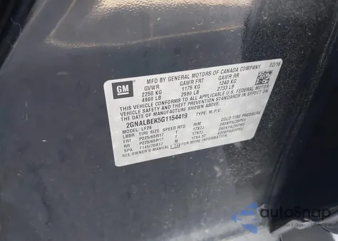 2016 Chevrolet Equinox Ls из США, поврежденный, VIN 2GNALBEK5G1154419